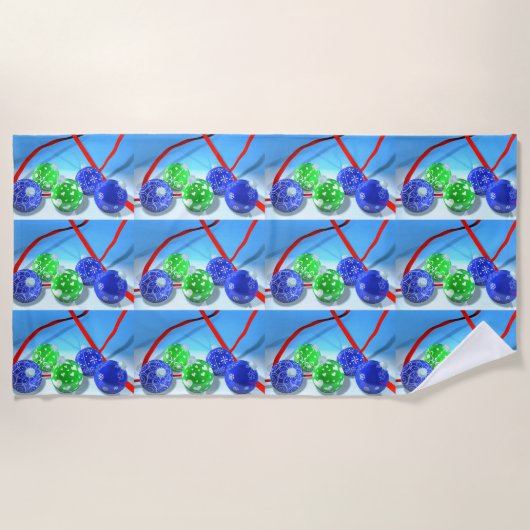 Serviette De Plage Ornements de Noël (Devant)