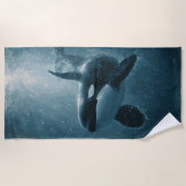 Serviette De Plage Orque nageant sous l'eau (Devant)