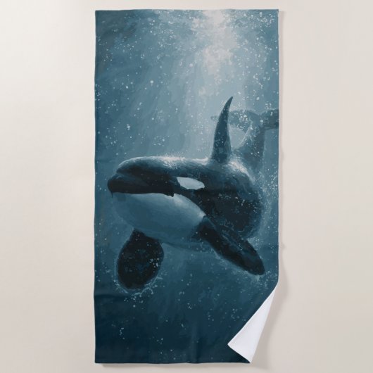 Serviette De Plage Orque nageant sous l'eau (Devant)