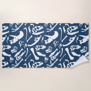 Serviette De Plage Os de dinosaure (bleu)