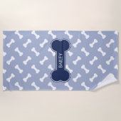 Serviette De Plage Os Dog Bone And Bones Pattern avec nom personnalis (Devant)
