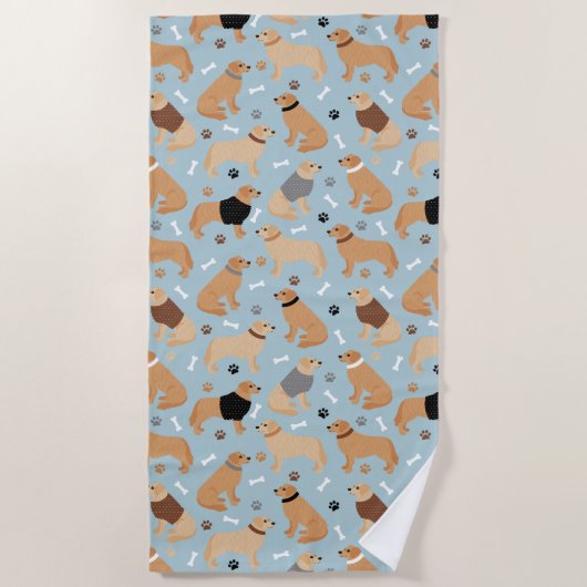 Serviette De Plage Os et pattes d'or (Devant)