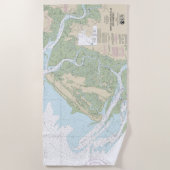 Serviette De Plage Ossabaw et St Catherines Sons Carte Nautique (Devant)