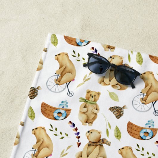 Serviette De Plage Ours actifs Couleurs du garçon (En situation)