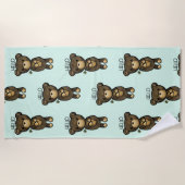 Serviette De Plage Ours Brown mignon tenant une Fleur Jaune (Devant)