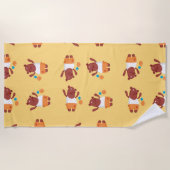 Serviette De Plage Ours brun de fête orange (Devant)