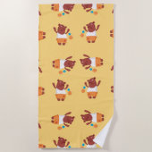 Serviette De Plage Ours brun de fête orange (Devant)