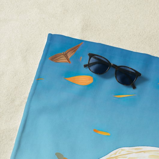 Serviette De Plage Ours en peluche mignon marchant sur la plage (En situation)