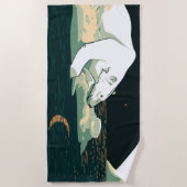 Serviette De Plage Ours polaire et lune (Devant)
