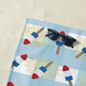 SERVIETTE DE PLAGE OUTIL PERSONNALISÉ POPSICLE ET FIREWORDS (En situation)