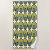 Serviette De Plage Ovales verts et gris récurrents (Devant)