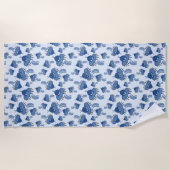 Serviette De Plage OVNI octopique bleu Kawaii (Devant)