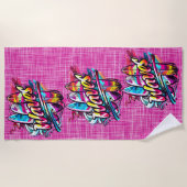 Serviette De Plage Paddle boards et Waves Hot Pink (Devant)