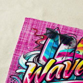 Serviette De Plage Paddle boards et Waves Hot Pink (En situation)