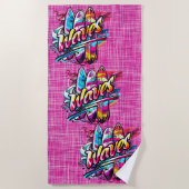 Serviette De Plage Paddle boards et Waves Hot Pink (Devant)