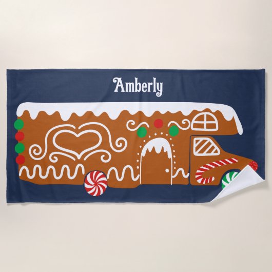 Serviette De Plage Pain d'épices RV Classe C Camping Noël (Devant)