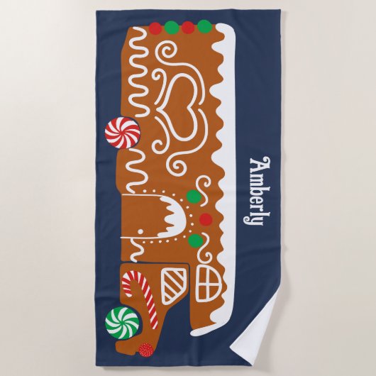 Serviette De Plage Pain d'épices RV Classe C Camping Noël (Devant)