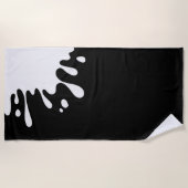 Serviette De Plage Paint blanc sur noir (Devant)