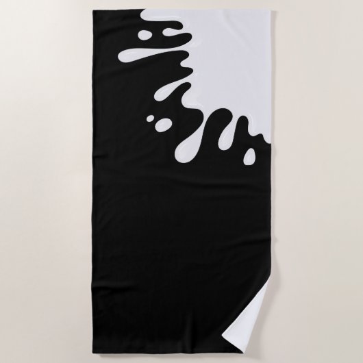 Serviette De Plage Paint blanc sur noir (Devant)
