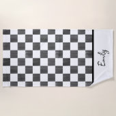 Serviette De Plage Painted Black Checkerboard Pattern Personalized (Devant)