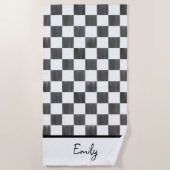 Serviette De Plage Painted Black Checkerboard Pattern Personalized (Devant)