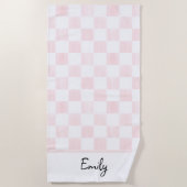 Serviette De Plage Painted Pink Checkerboard Pattern Personalized (Devant)