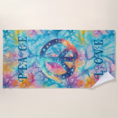 Serviette De Plage Paix Amour Tie-Dye (Devant)
