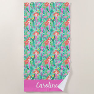 Serviette De Plage Palm Beach Île tropicale Mermaids