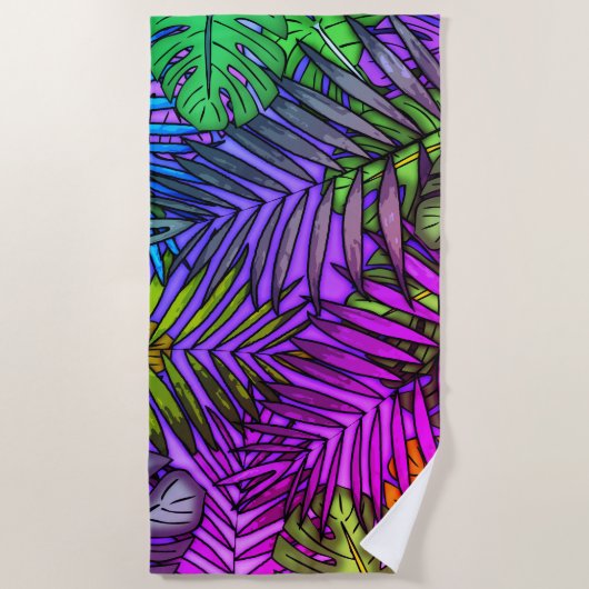 Serviette De Plage Palm & Monstera Feuilles Miami (Devant)