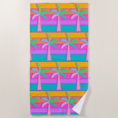 Serviette De Plage Palm Springs Bold Sunset Rayures Palmier (Devant)