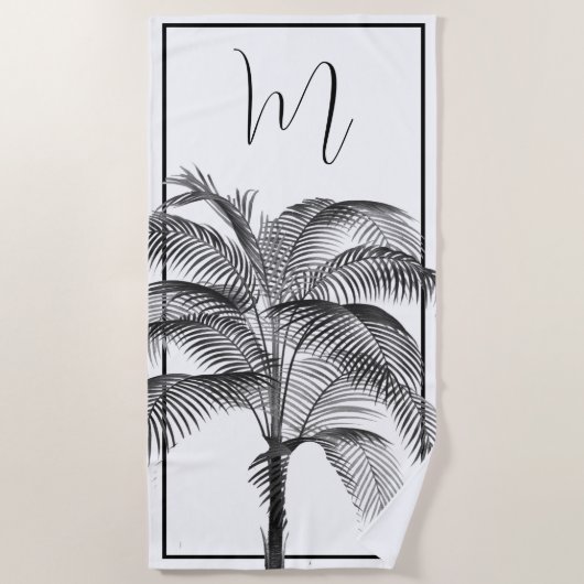 Serviette De Plage Palm Tree moderne cadre noir personnel (Devant)