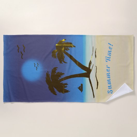 Serviette De Plage Palm Trees Beach Été ! Nuit Bleu (Devant)