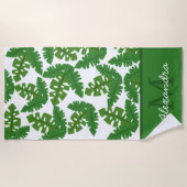 Serviette De Plage Palm Tropical Feuille Motif côtier (Devant)