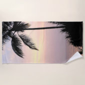 Serviette De Plage Palme de coucher de soleil de plage tropicale (Devant)
