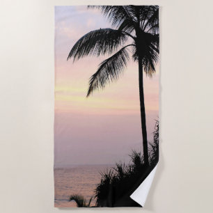 Serviette De Plage Palme de coucher de soleil de plage tropicale