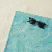 Serviette De Plage Palme tropicale bleu clair motif feuille (En situation)
