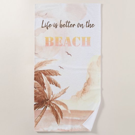 Serviette De Plage Palmes tropicales rustiques (Devant)