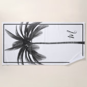 Serviette De Plage Palmier moderne noir blanc personnel (Devant)
