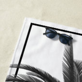 Serviette De Plage Palmier moderne noir blanc personnel (En situation)