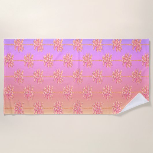 Serviette De Plage Palmier rose Tropical (Devant)