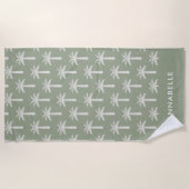 Serviette De Plage Palmier tropical d'été sauge botanique vert (Devant)