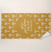 Serviette De Plage Palmier tropical été botanique moutarde moderne (Devant)