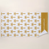 Serviette De Plage Palmier tropical été botanique moutarde moderne (Devant)