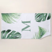 Serviette De Plage Palmier tropical Monogramme de verdure (Devant)