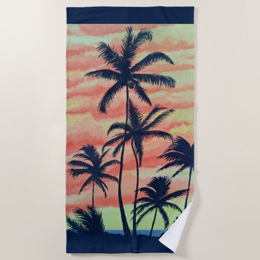 Serviette De Plage Palmiers à noix de coco hawaïens (Devant)