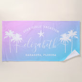 Serviette De Plage Palmiers au coucher du soleil Vacances pour filles (Devant)