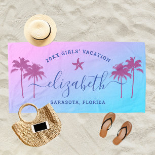 Serviette De Plage Palmiers au coucher du soleil Vacances pour filles