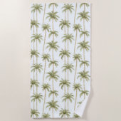 Serviette De Plage Palmiers blancs verts tropicaux (Devant)