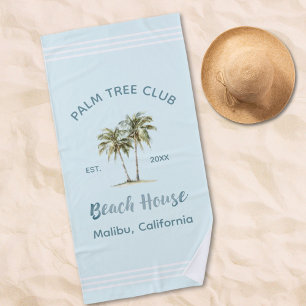 Serviette De Plage Palmiers bleu clair Moderne Cottage balnéaire