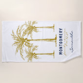 Serviette De Plage Palmiers d'or Tropical Retrouvailles familiales pe (Devant)